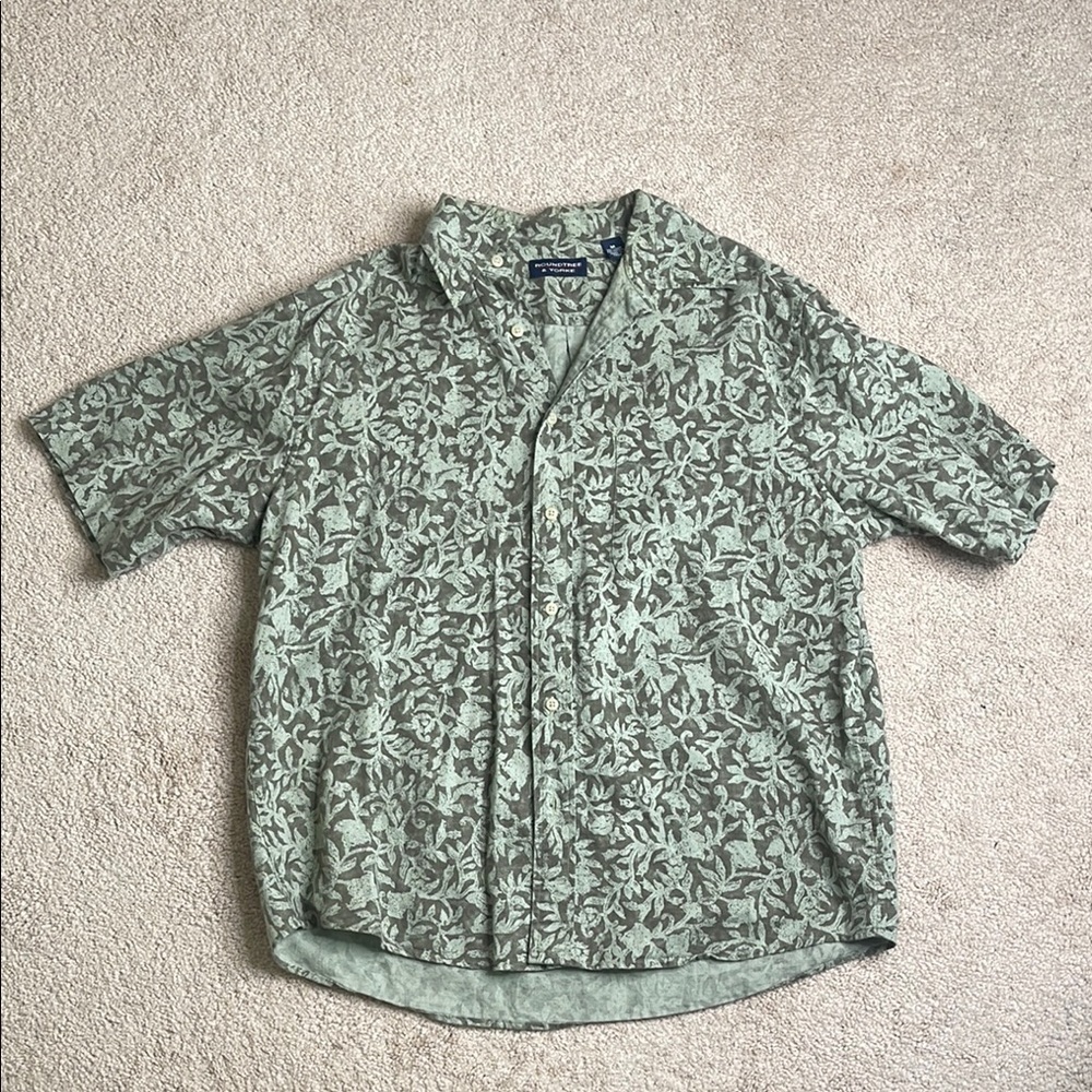 Roundtree & Yorke Green Casual Button Down Shirt